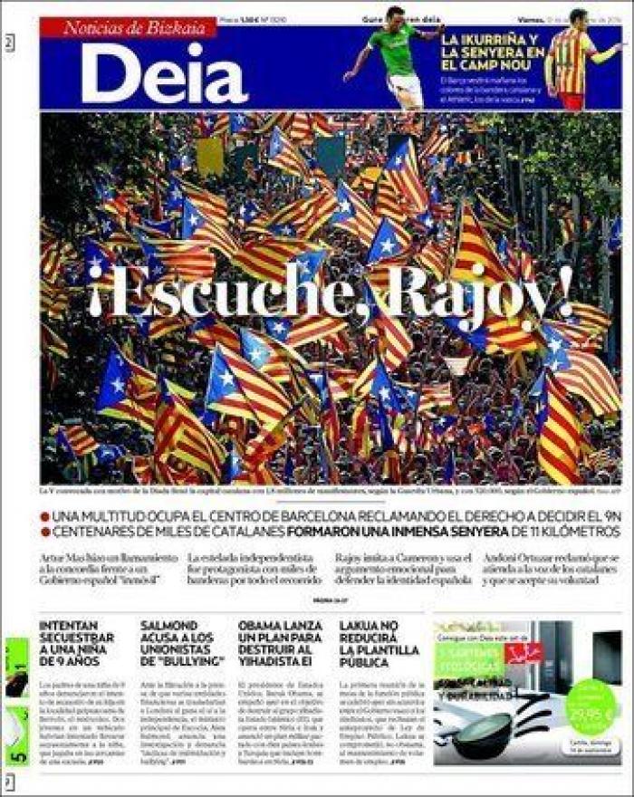 Diada 2014: La 'V' independentista en la prensa nacional... e internacional (FOTOS)