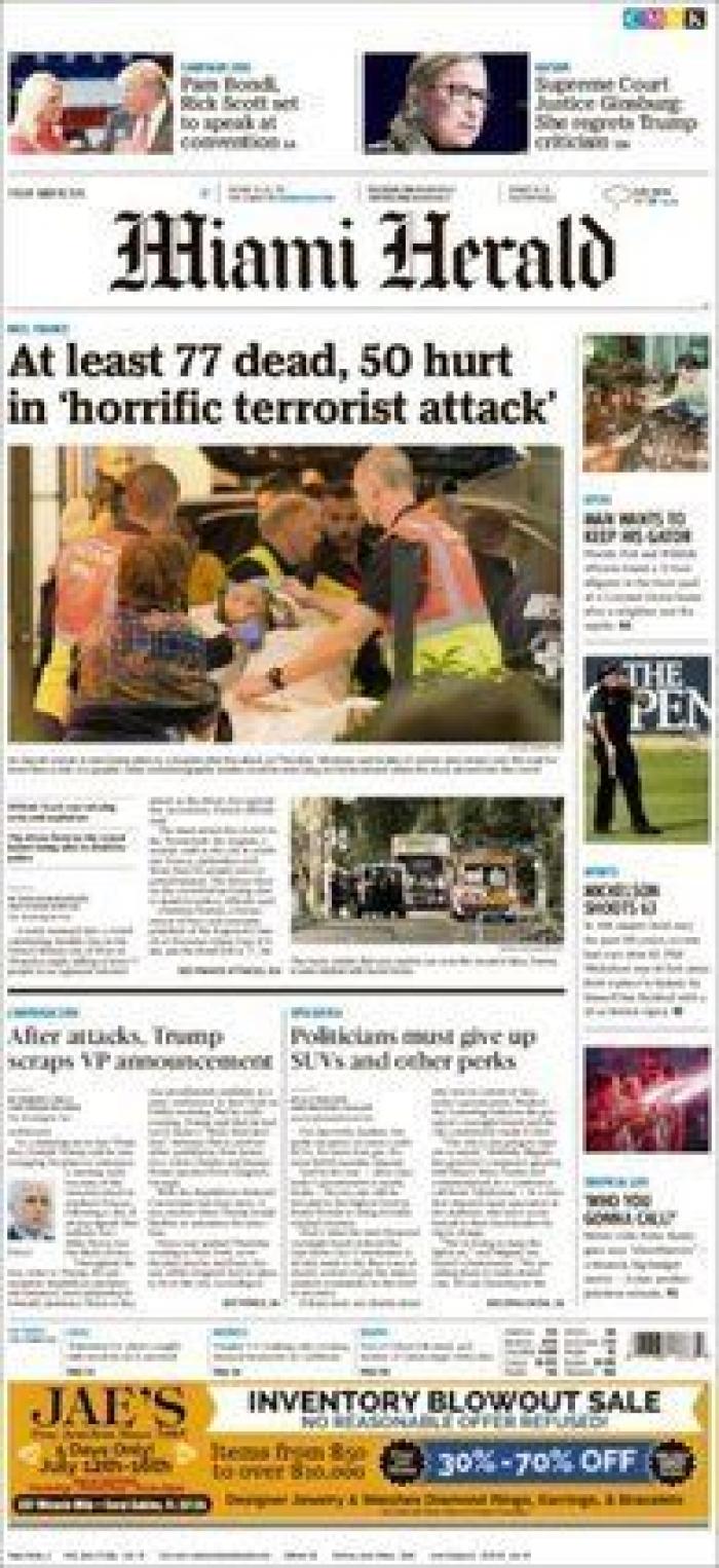 Al menos 84 muertos en Niza al arrollar un camión a una multitud durante la fiesta del 14 de julio