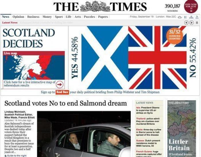 Reino Unido niega a Escocia la posibilidad de celebrar un segundo referéndum de independencia