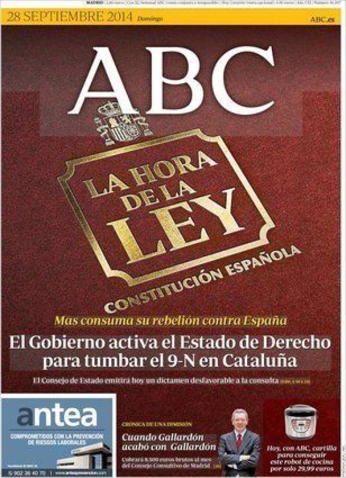 La convocatoria de la consulta catalana en las portadas (FOTOS)