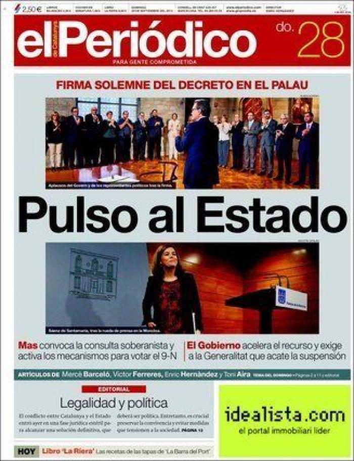 La convocatoria de la consulta catalana en las portadas (FOTOS)