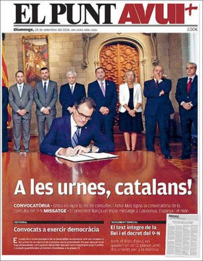 La convocatoria de la consulta catalana en las portadas (FOTOS)