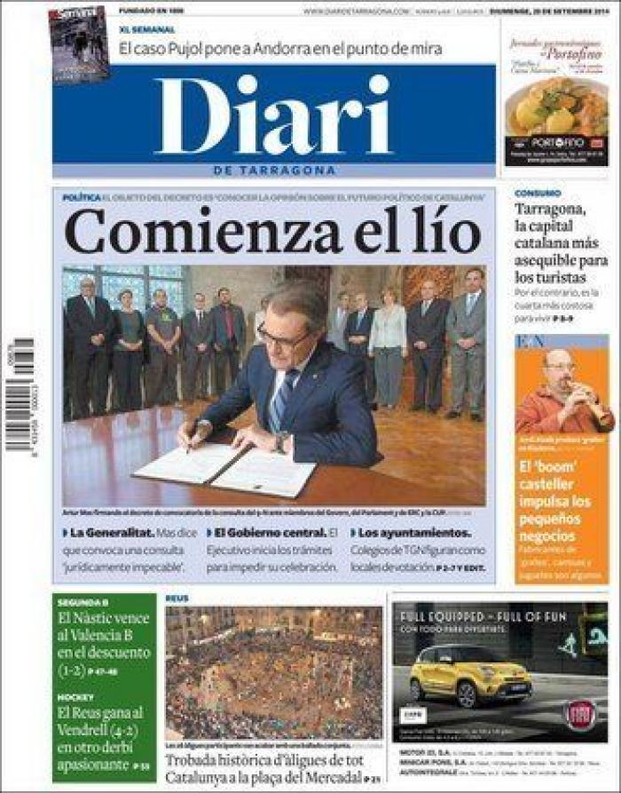 La convocatoria de la consulta catalana en las portadas (FOTOS)