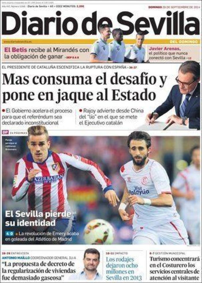 La convocatoria de la consulta catalana en las portadas (FOTOS)