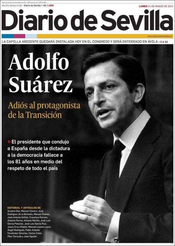 La prensa despide a Suárez: Desde el "mito" a una gran bandera de España (FOTOS)