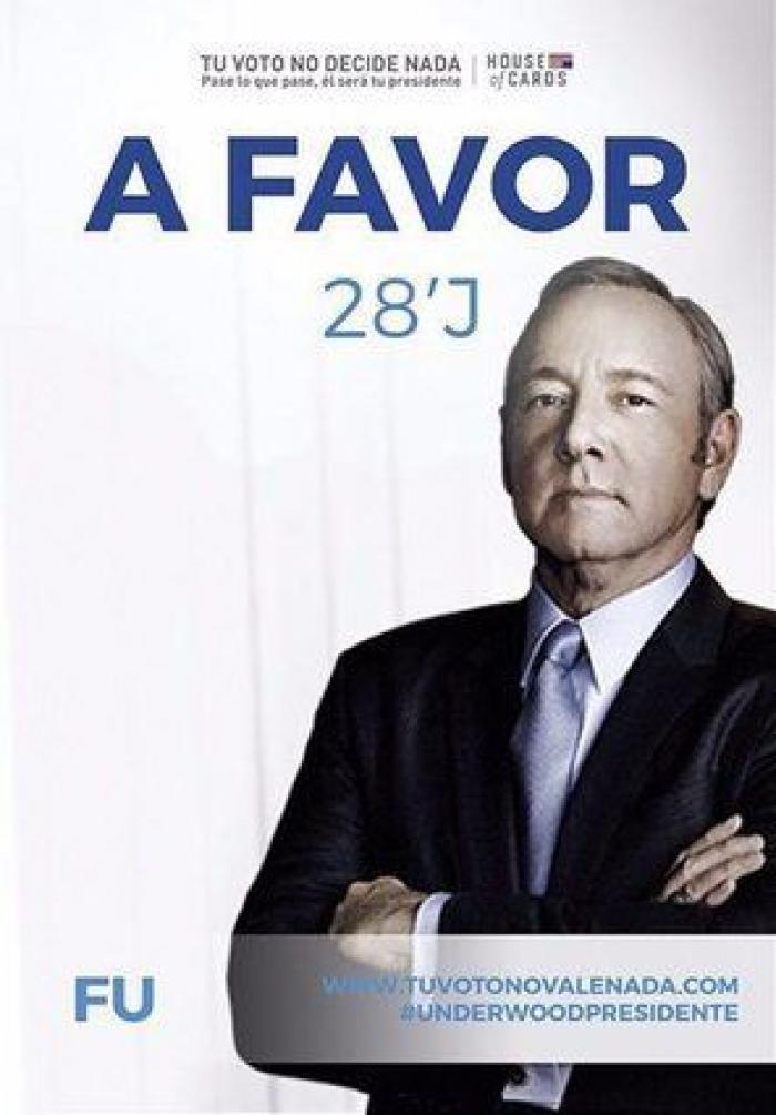 Frank Underwood empapela Madrid: "Tu voto no vale nada"