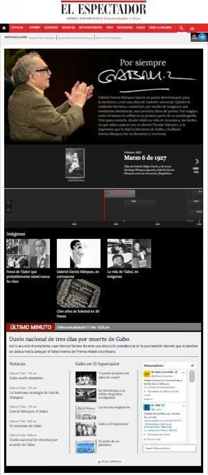 La muerte de García Márquez en las portadas de la prensa mundial