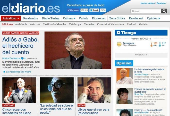 La muerte de García Márquez en las portadas de la prensa mundial