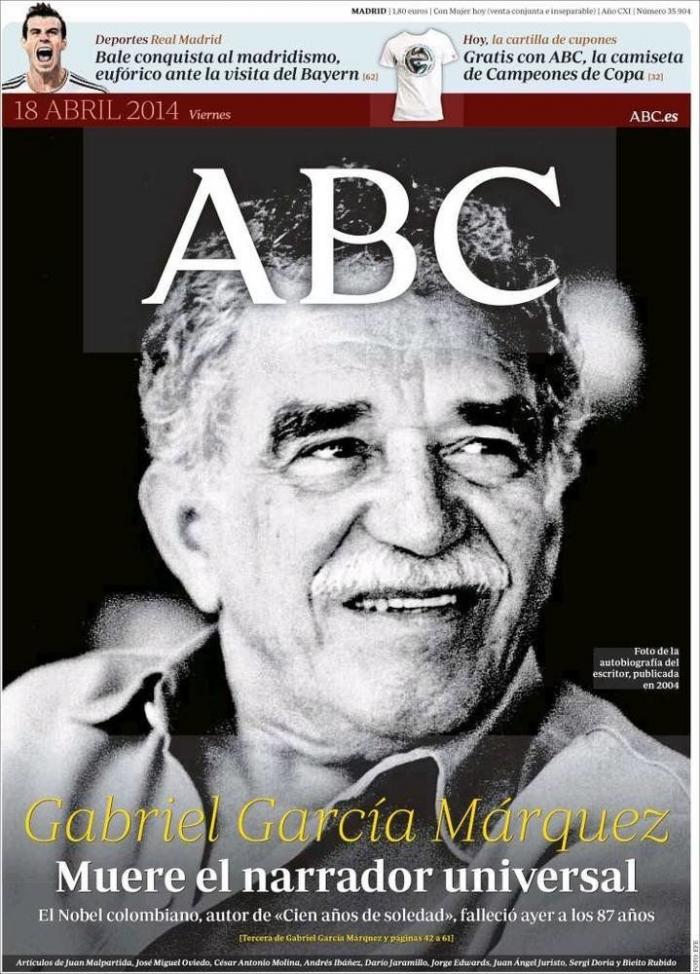 La muerte de García Márquez en las portadas de la prensa mundial