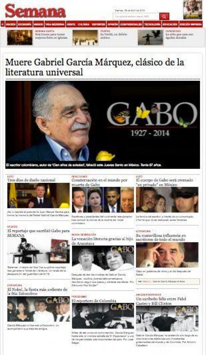 La muerte de García Márquez en las portadas de la prensa mundial