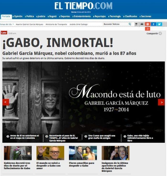 La muerte de García Márquez en las portadas de la prensa mundial