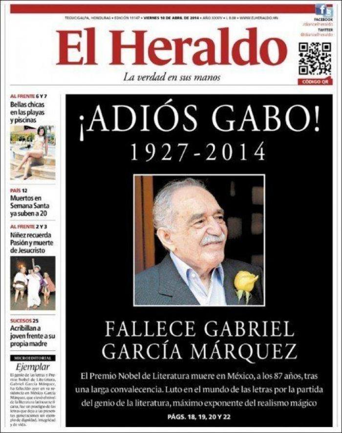 La muerte de García Márquez en las portadas de la prensa mundial
