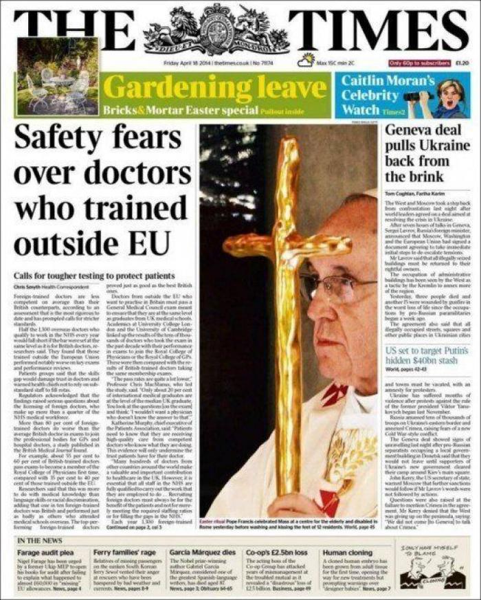 La muerte de García Márquez en las portadas de la prensa mundial