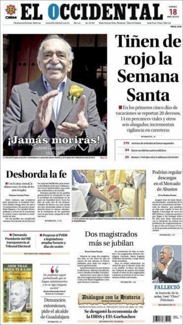 La muerte de García Márquez en las portadas de la prensa mundial
