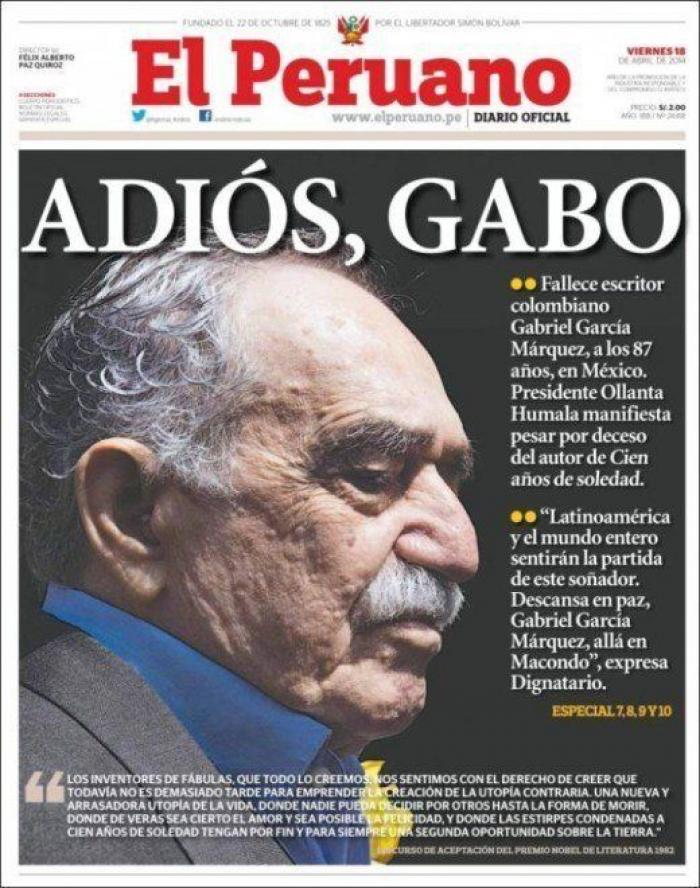 La muerte de García Márquez en las portadas de la prensa mundial
