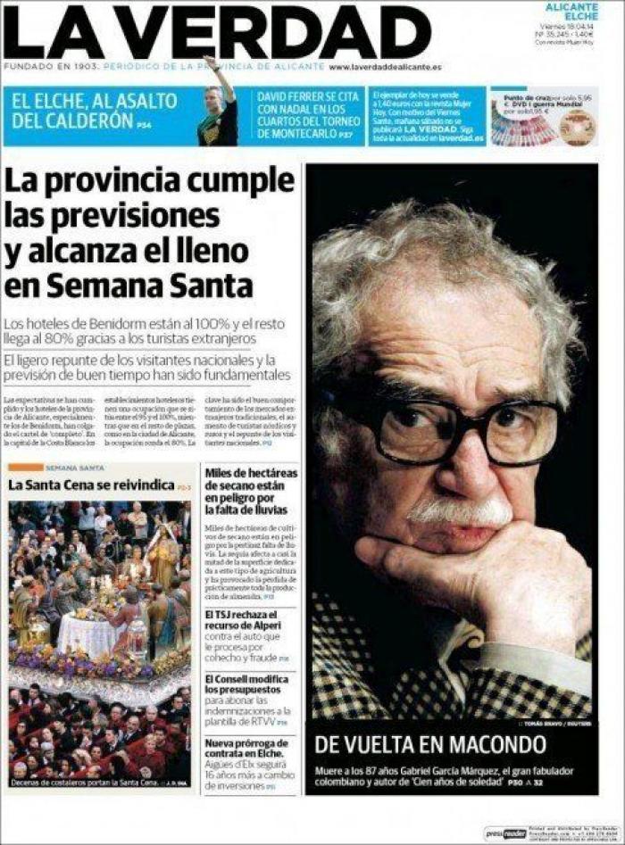 La muerte de García Márquez en las portadas de la prensa mundial