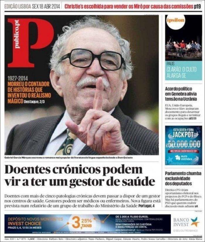 La muerte de García Márquez en las portadas de la prensa mundial