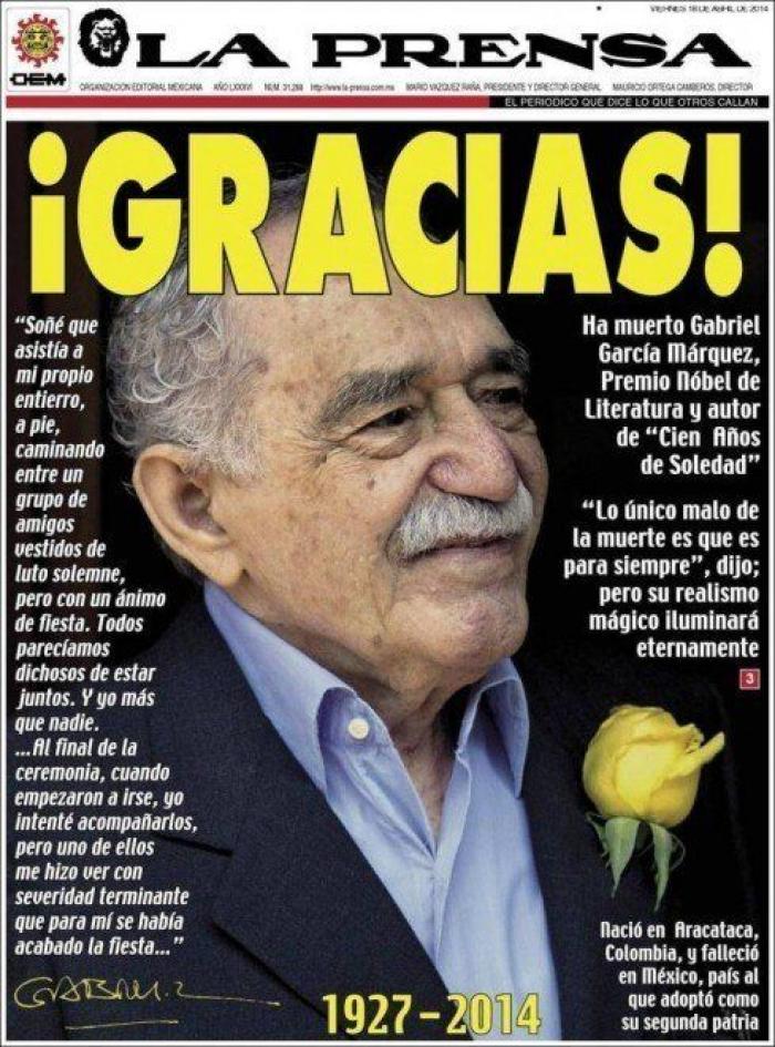 La muerte de García Márquez en las portadas de la prensa mundial