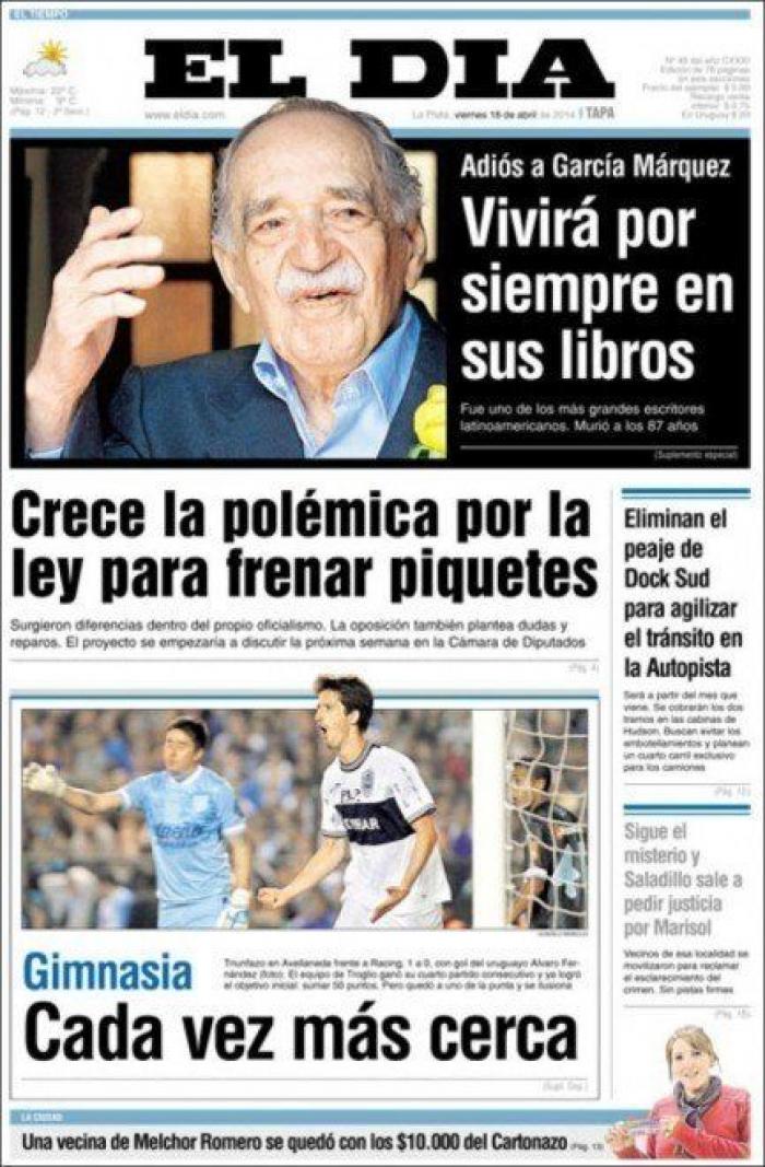 La muerte de García Márquez en las portadas de la prensa mundial