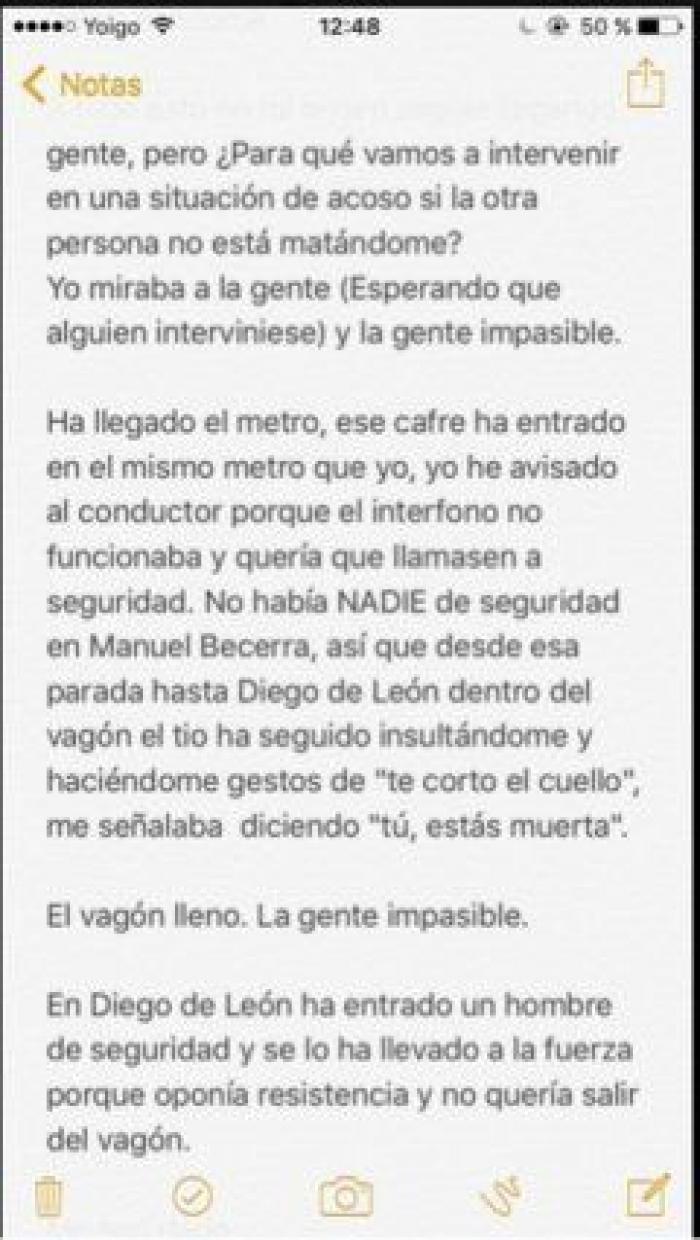 Una joven denuncia un intento de agresión en el metro y critica la pasividad de la gente
