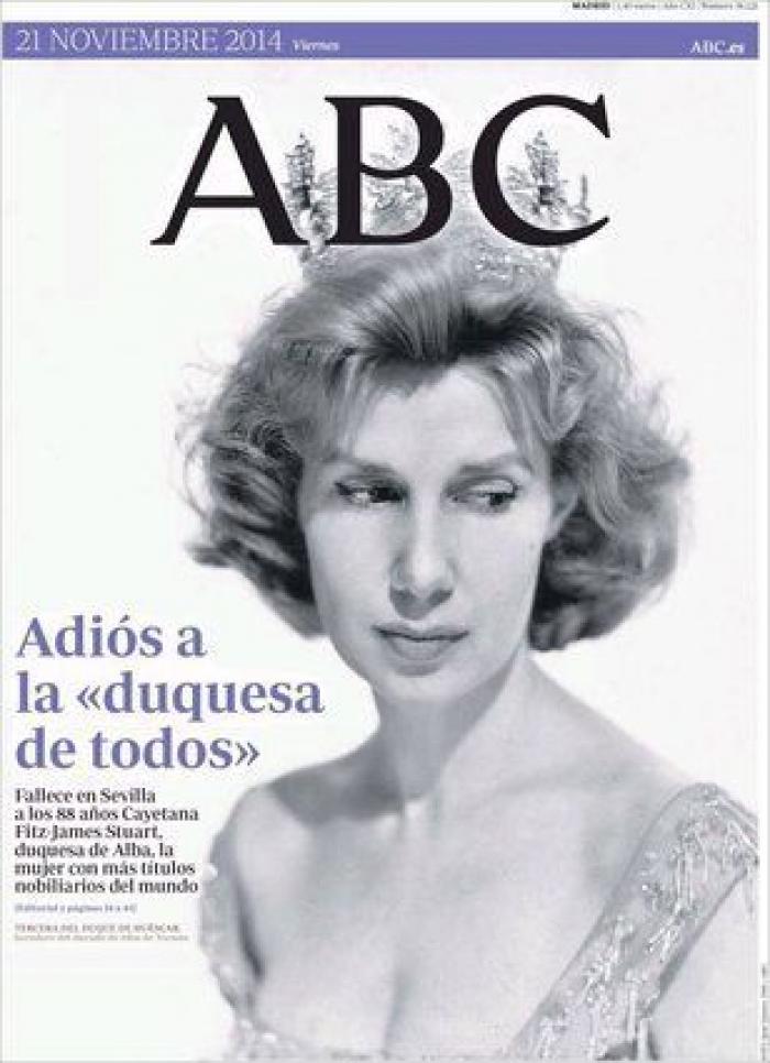 Portadas muerte duquesa de Alba: así la despiden los medios