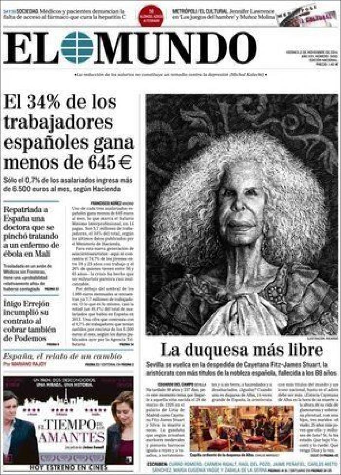 Portadas muerte duquesa de Alba: así la despiden los medios