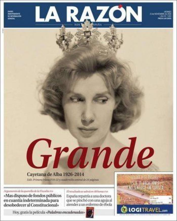 Portadas muerte duquesa de Alba: así la despiden los medios