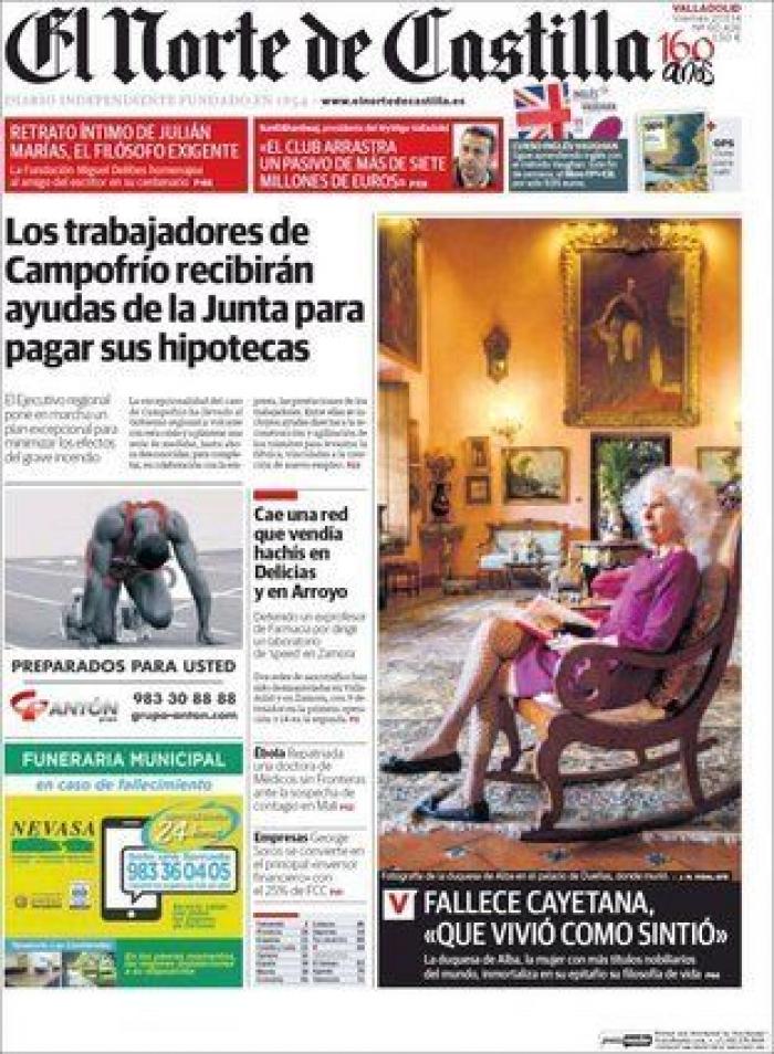 Portadas muerte duquesa de Alba: así la despiden los medios