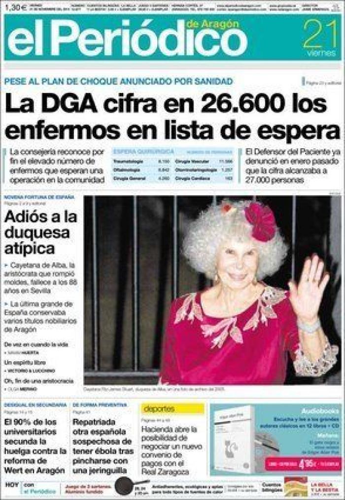 Portadas muerte duquesa de Alba: así la despiden los medios