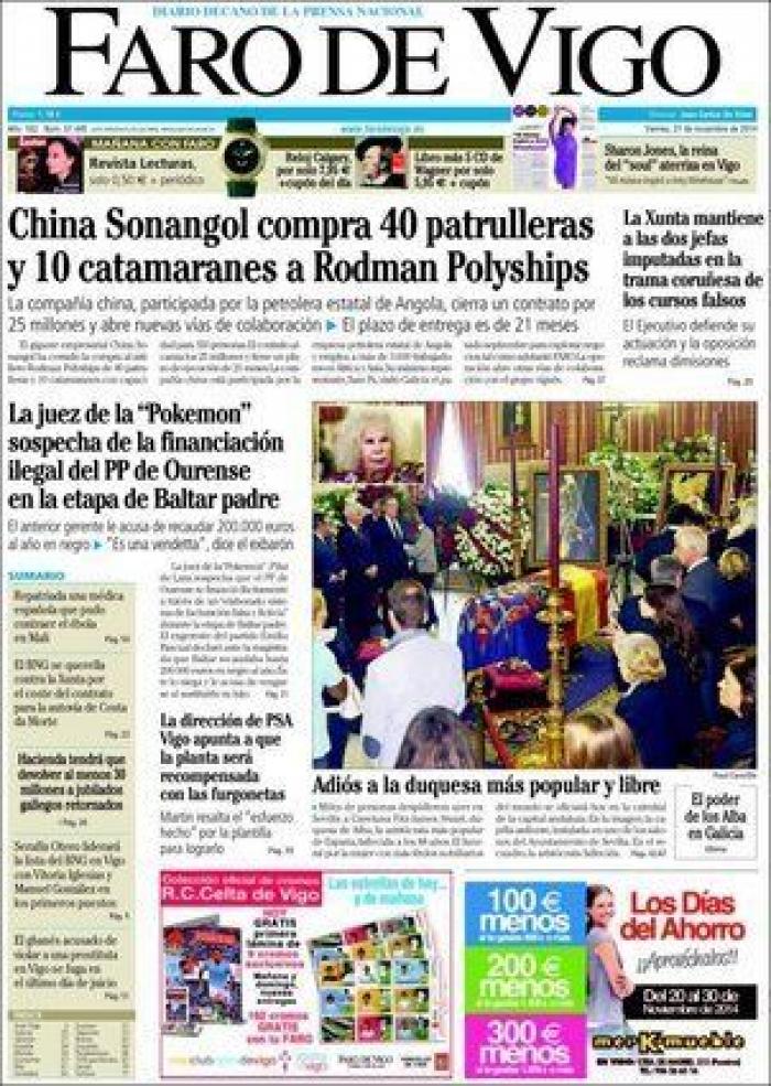 Portadas muerte duquesa de Alba: así la despiden los medios