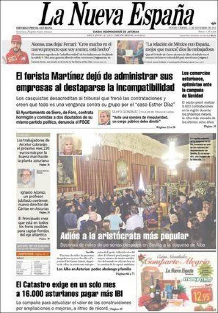 Portadas muerte duquesa de Alba: así la despiden los medios