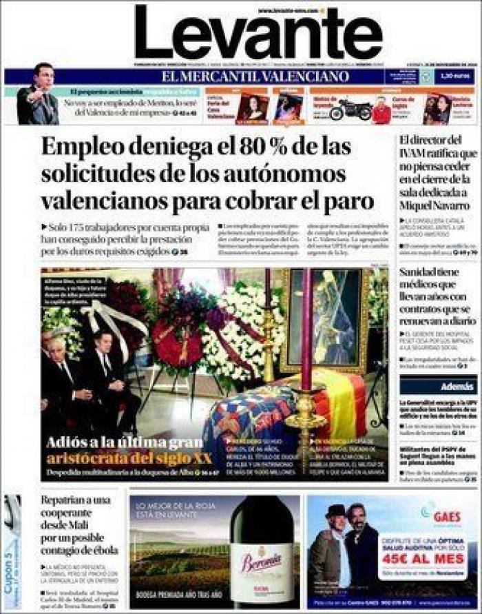Portadas muerte duquesa de Alba: así la despiden los medios