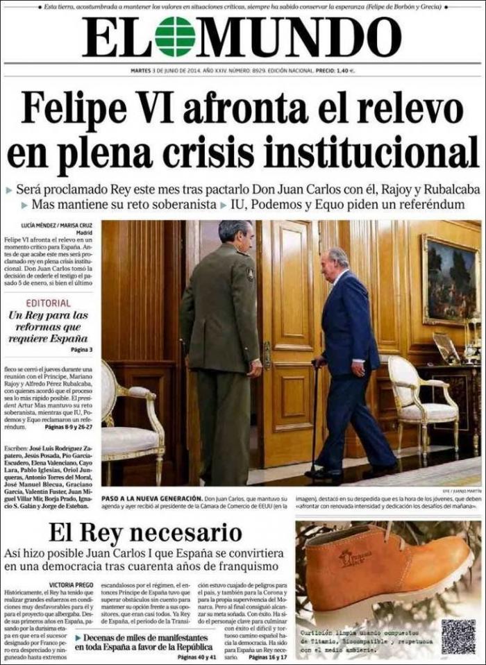 La abdicación del rey en las portadas de los periódicos (FOTOS)
