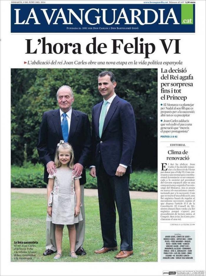 La abdicación del rey en las portadas de los periódicos (FOTOS)