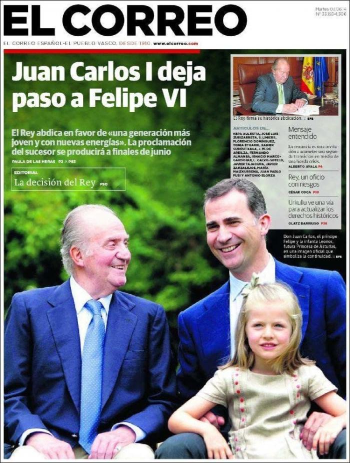 La abdicación del rey en las portadas de los periódicos (FOTOS)