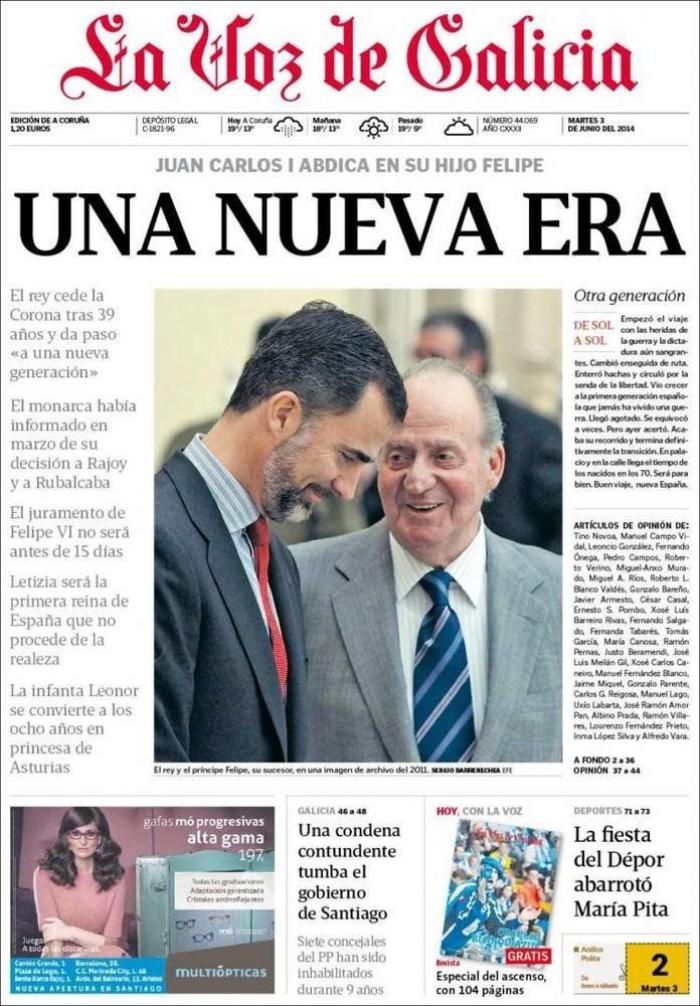 La abdicación del rey en las portadas de los periódicos (FOTOS)