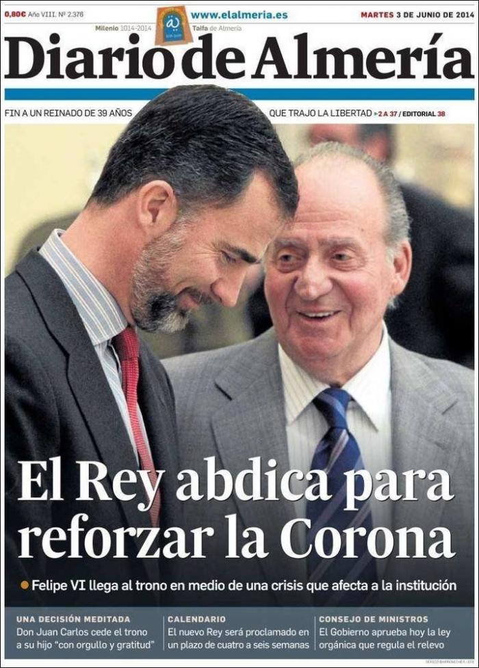 La abdicación del rey en las portadas de los periódicos (FOTOS)