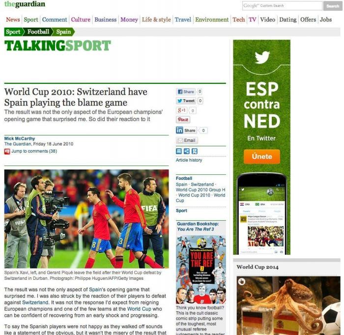 ¿Te acuerdas? Esto se dijo de La Roja en 2010 tras la derrota contra Suiza