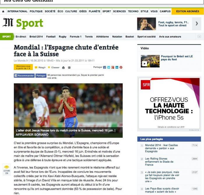 ¿Te acuerdas? Esto se dijo de La Roja en 2010 tras la derrota contra Suiza