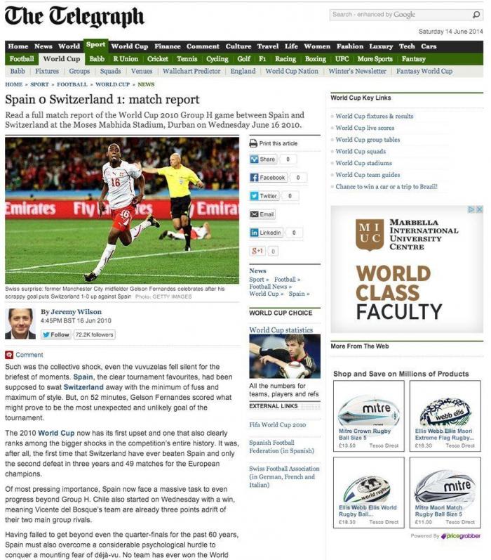 ¿Te acuerdas? Esto se dijo de La Roja en 2010 tras la derrota contra Suiza