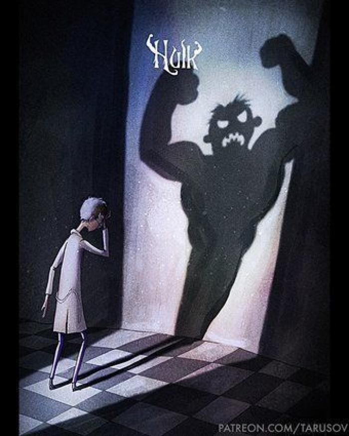 Este artista redibuja los superhéroes clásicos como creaciones de Tim Burton