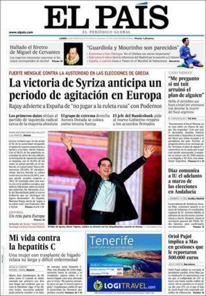 "DesGrecia" y otras portadas sobre la victoria de Syriza en Grecia