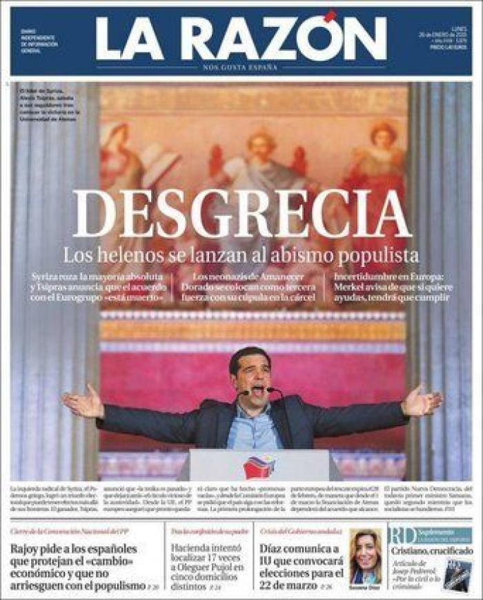 "DesGrecia" y otras portadas sobre la victoria de Syriza en Grecia