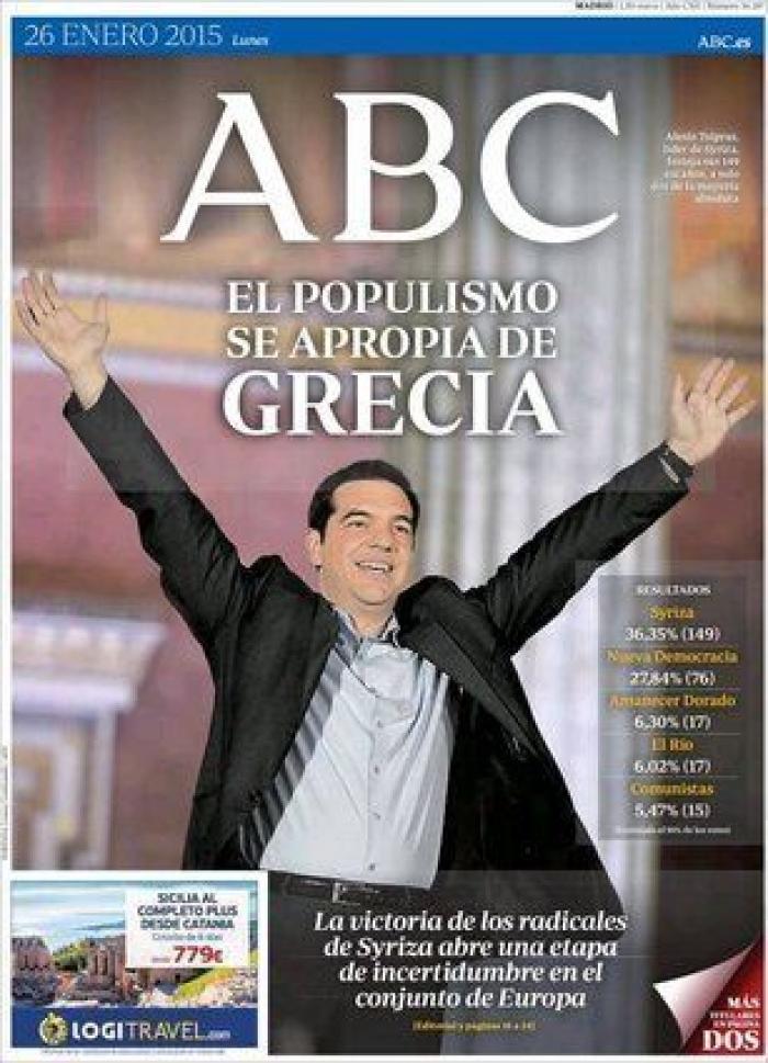 "DesGrecia" y otras portadas sobre la victoria de Syriza en Grecia