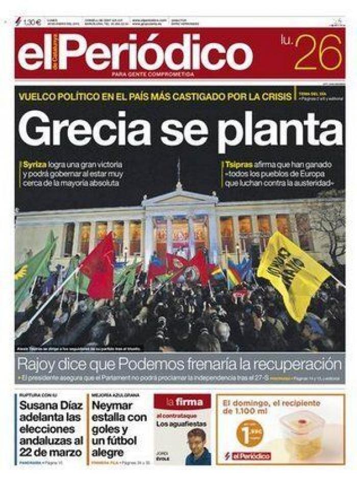 "DesGrecia" y otras portadas sobre la victoria de Syriza en Grecia