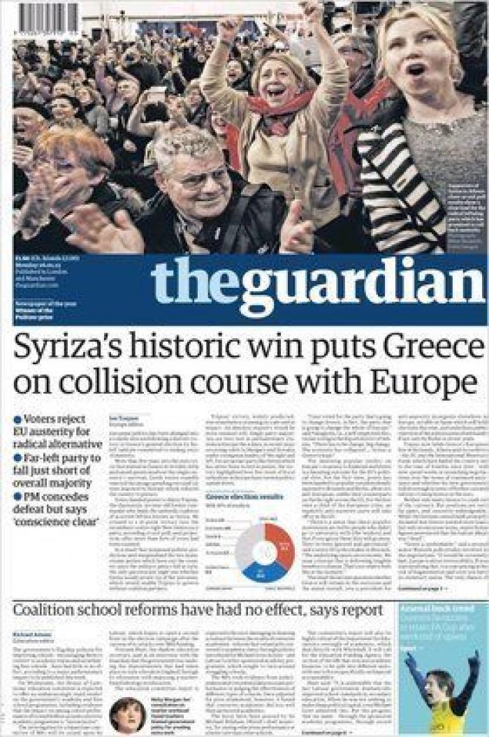 "DesGrecia" y otras portadas sobre la victoria de Syriza en Grecia