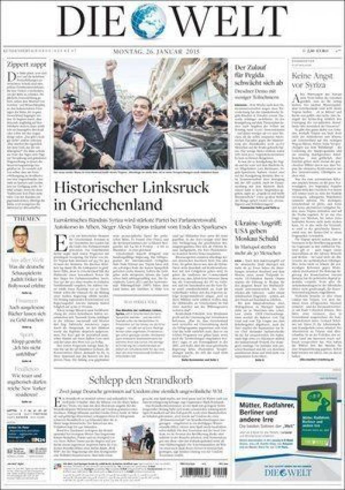 "DesGrecia" y otras portadas sobre la victoria de Syriza en Grecia