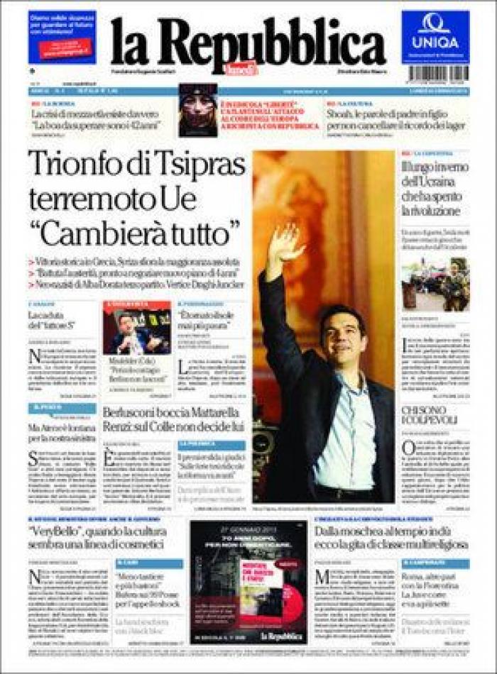 "DesGrecia" y otras portadas sobre la victoria de Syriza en Grecia