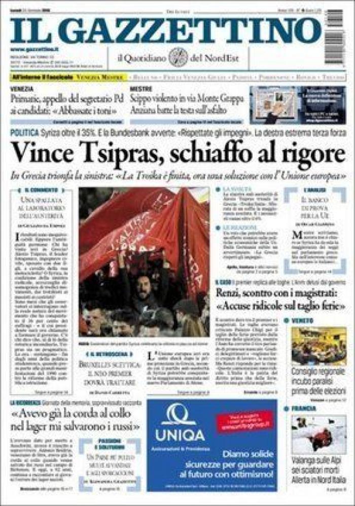 "DesGrecia" y otras portadas sobre la victoria de Syriza en Grecia