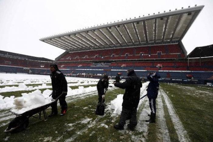 Suspendido el Osasuna-Zaragoza por el temporal de nieve en Pamplona (FOTOS)